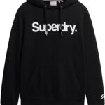 Superdry Core Logo Hoodie Uomo Felpe con Cappuccio Nero-0