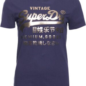 T-shirt Donna Superdry Metallizzata Premium Goods Navy-0
