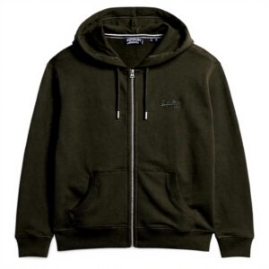 Felpa Superdry Uomo Logo Verde Cotone Full Zip