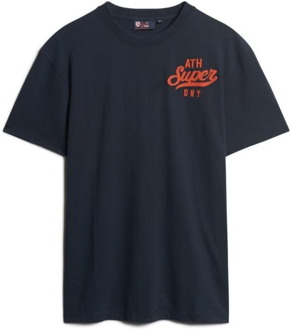 Maglietta Ricamata Superdry Uomo T-shirt Logo Eclisse Marina-5