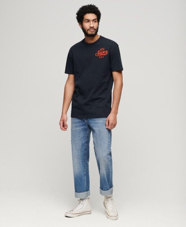 Maglietta Ricamata Superdry Uomo T-shirt Logo Eclisse Marina-4