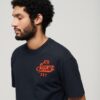 Maglietta Ricamata Superdry Uomo T-shirt Logo Eclisse Marina-1