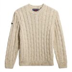 Superdry Maglione Uomo Jacob Cable Jumper Lana Beige