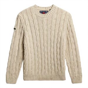 Superdry Maglione Uomo Jacob Cable Jumper Lana Beige
