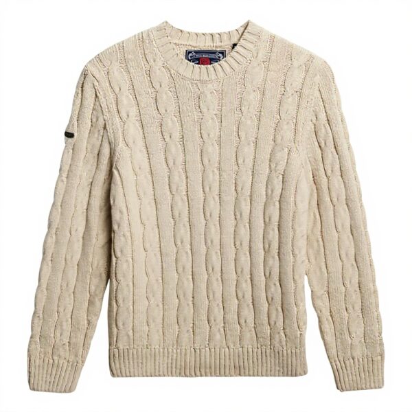 Superdry Maglione Uomo Jacob Cable Jumper Lana Beige