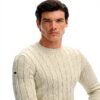 Superdry Maglione Uomo Jacob Cable Jumper Lana Beige