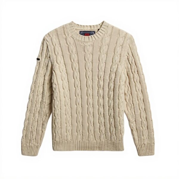 Superdry Maglione Uomo Jacob Cable Jumper Lana Beige