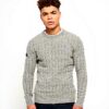 Maglione Uomo Superdry Grigio Maglia Trecce Essential