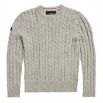 Maglione Uomo Superdry Grigio Maglia Trecce Essential