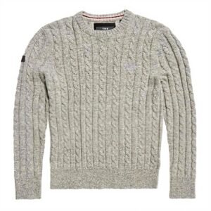 Maglione Uomo Superdry Grigio Maglia Trecce Essential