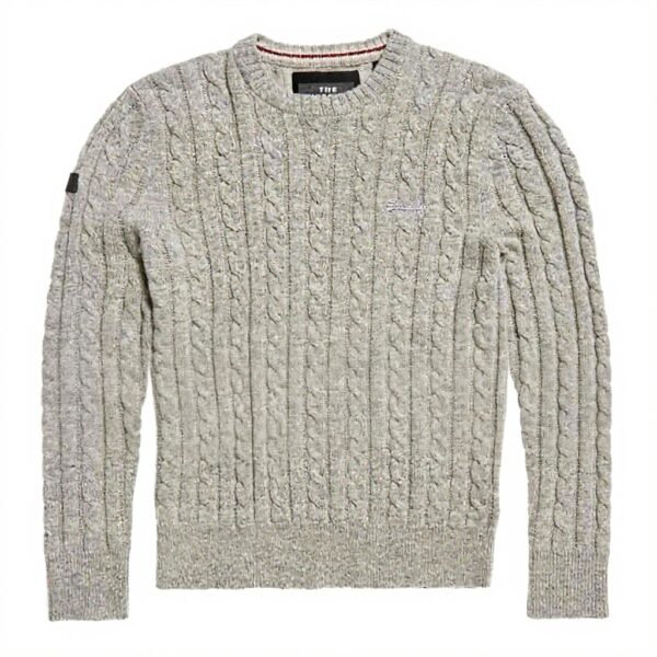 Maglione Uomo Superdry Grigio Maglia Trecce Essential