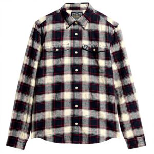 Superdry Camicia Lino Check Merchant Uomo Navy Check