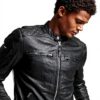 Giacca moto pelle Superdry Moto Racer Jkt Uomo Nero