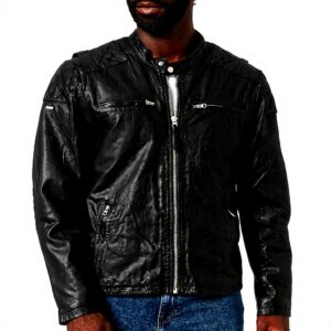 Giacca moto pelle Superdry Moto Racer Jkt Uomo Nero