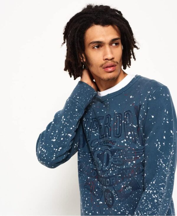 Felpa Uomo Superdry Motorcitycrew Blu Artisan Navy Tf3-5