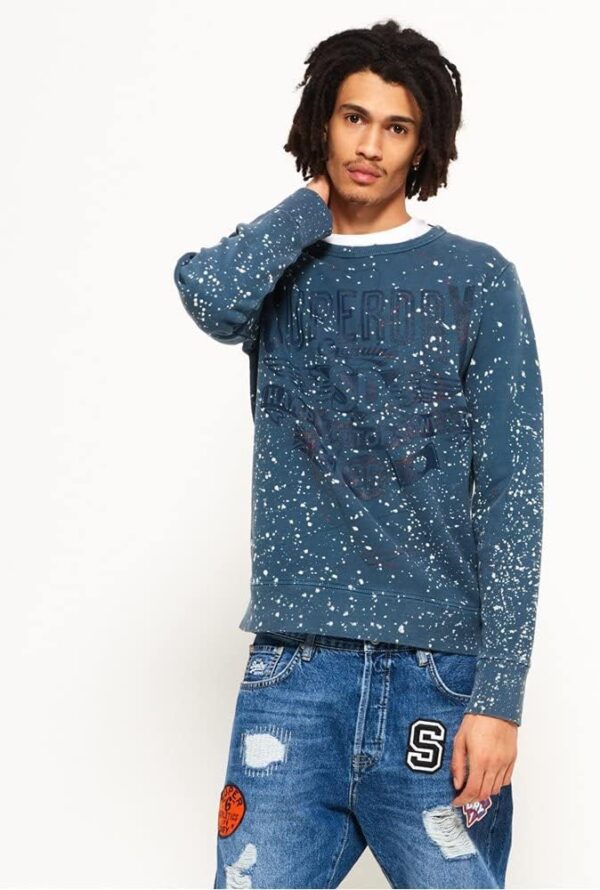 Felpa Uomo Superdry Motorcitycrew Blu Artisan Navy Tf3-4