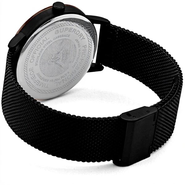 Superdry Orologio Uomo Pelle Nera Quadrante Arancione