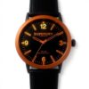 Superdry Orologio Uomo Pelle Nera Quadrante Arancione
