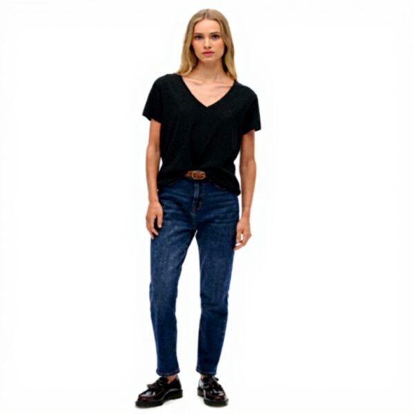 T-shirt Donna Superdry Studios Slub EMB Vee Tee C4 Cotone