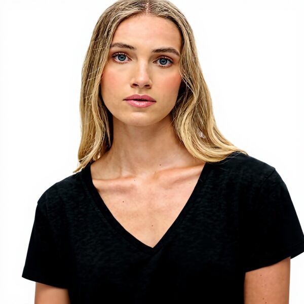 T-shirt Donna Superdry Studios Slub EMB Vee Tee C4 Cotone