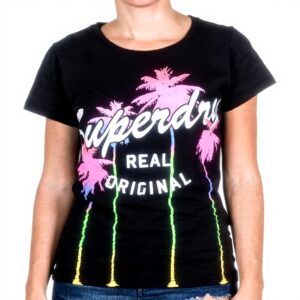 T-shirt Superdry Donna Nero Cotone G10009XO